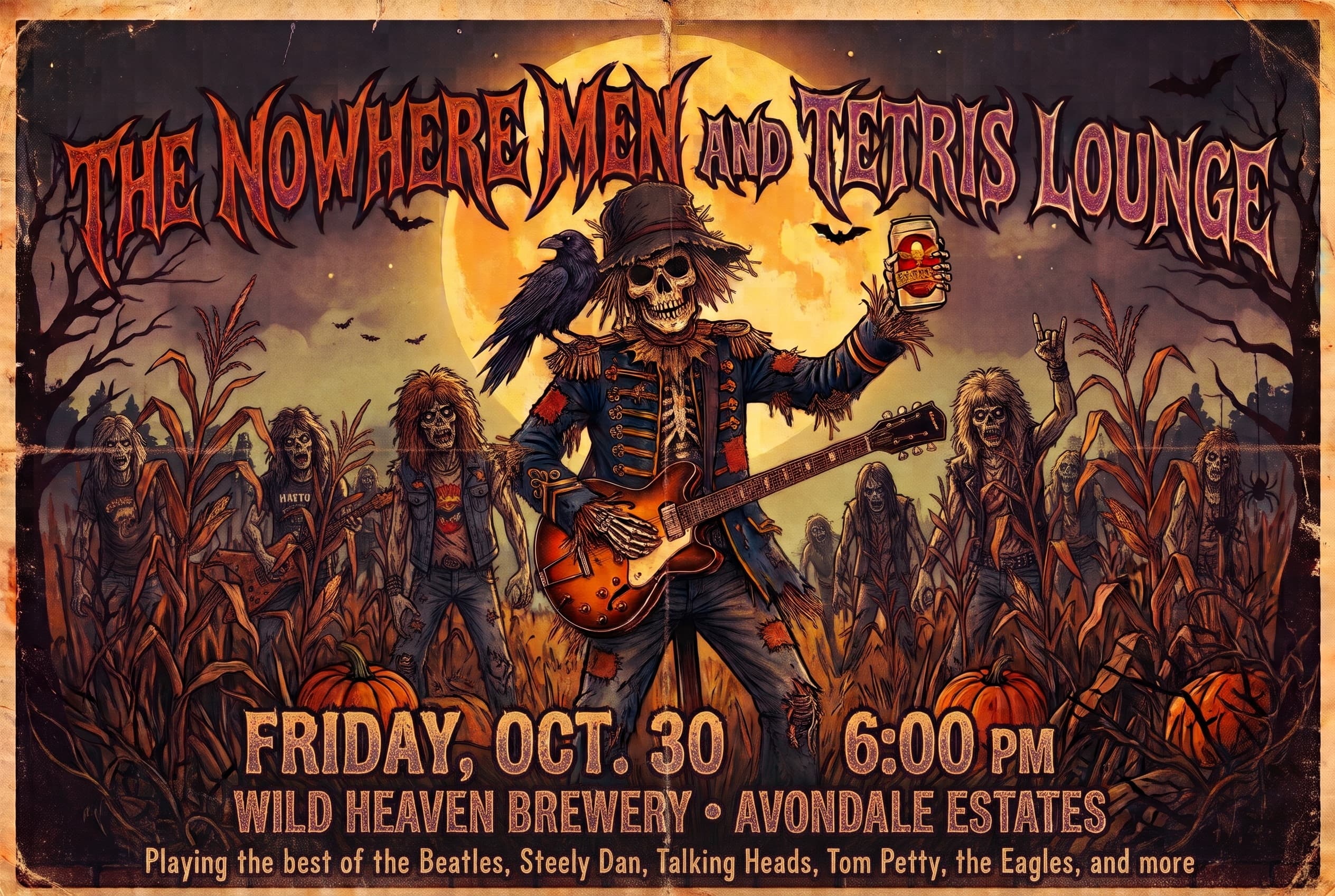 Show bill: Nowhere Men & Tetris Lounge at Wild Heaven Brewery, October 30, 2026